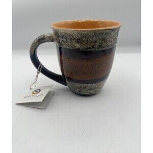SPECTRUM DESIGNZ Chiave 18oz Handmade Rustic Mug, c. 2017, Orange and Brown NWT